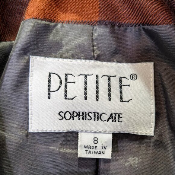 Vintage Petite Sophisticate Fall Plaid Blazer Size 8 Double Breasted 90s Jacket - Picture 5 of 7